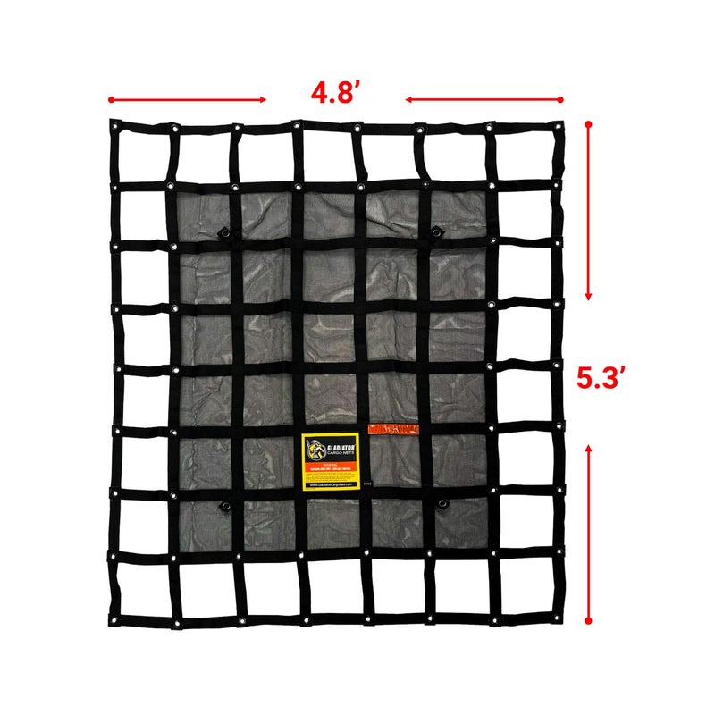 Gladiator Cargo Nets- Heavy Duty Cargo Net -Truck Accesories-Truck organizer -Bed Cover-Interior- Roof Rack-Trunk organizer-Cargo Net Offroad-SUV -Rubicon -Camping-(WLL)1,500 lbs (GRN-100) 4.8' x 5.3' - Image 2